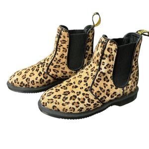 Dr Martens Flora Hair On Leopard Print Chelsea Boots Womens Size 6 UK 4‎ EU 37